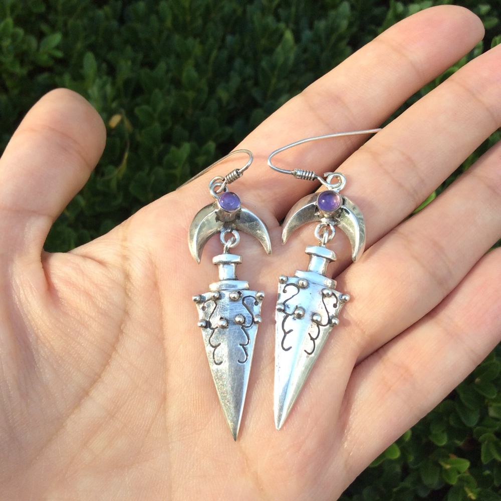 VNTG Boho Crescent Moon Dagger Earrings! 😍